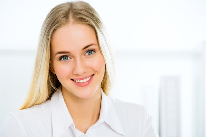 Young business woman smiling